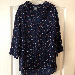 New York & Co Strawberry Print Blouse